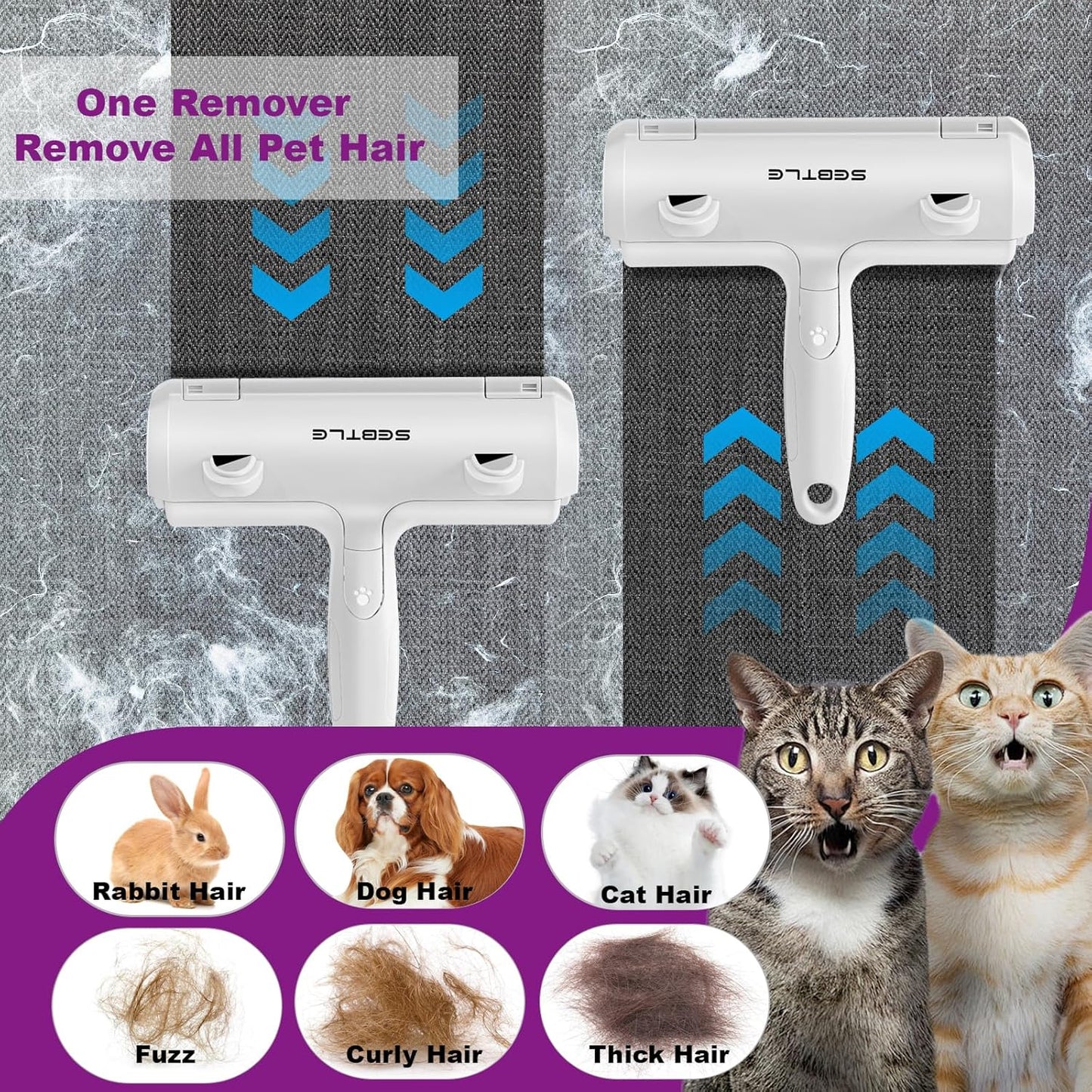 Pet Hair Remover Roller,Reusable Animal Hair Removal Brush for Dogs and Cats,Lint Remover Easy to Clean Pet Fur from Carpet,Sofa,Bedding,Furniture and Rugs,White