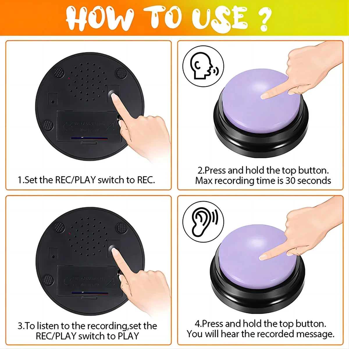 Recordable Dog Toys - Fun, Portable Pet Talking Buttons for Training & Travel
