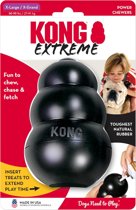 - Extreme Dog Toy - Toughest Natural Rubber, Black - Fun to Chew, Chase and Fetch - for Large Dogs