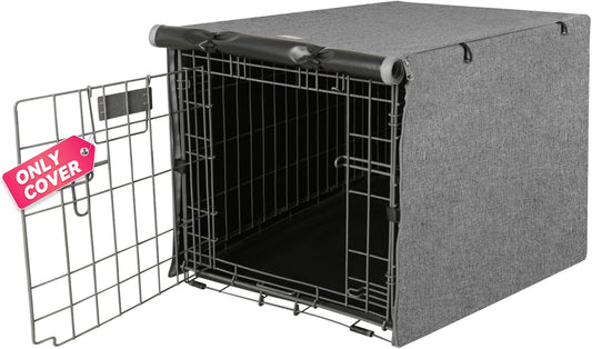 Dog Crate Cover - Kennel Covers Fit for 48 Inch Dogs Crate, Double Door Polyester for Wire Puppy Cage Indoor Outdoor Protection, Grey