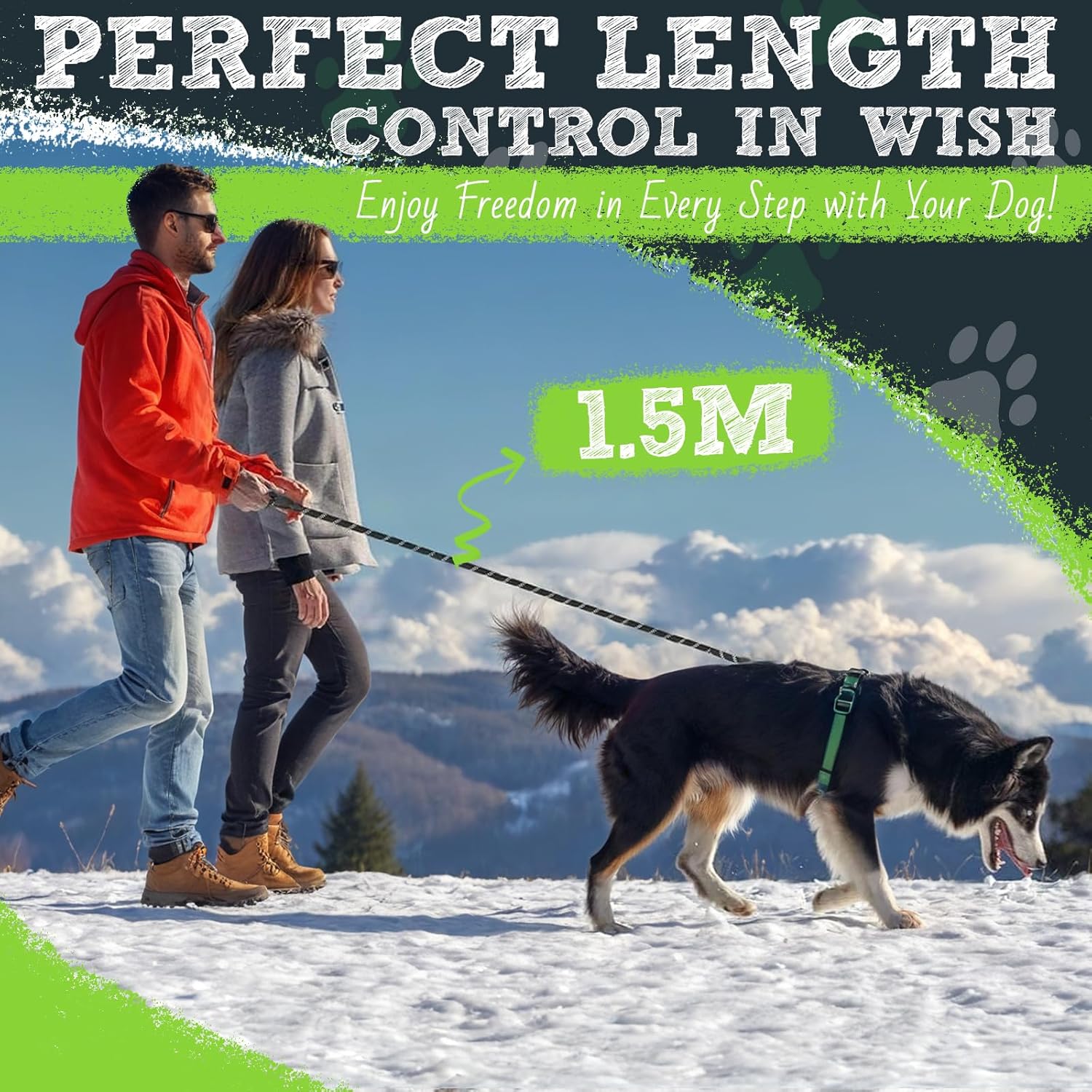 Dog Leash Heavy Duty - 1.5M Dog Lead with Comfortable Padded Handle and Highly Reflective Threads Leash for Small Medium and Large Dogs, Puppy Training Essential Leads for Walks, Hikes