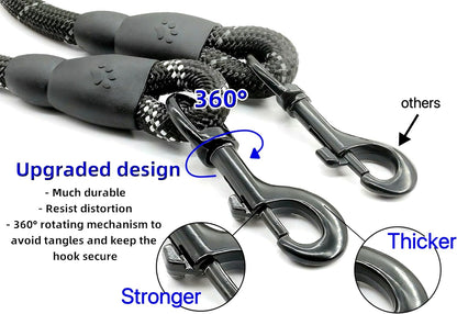 5FT Strong Nylon Dog Leash with Comfortable Padded Handle and Highly Reflective Threads for Medium and Large Dogs