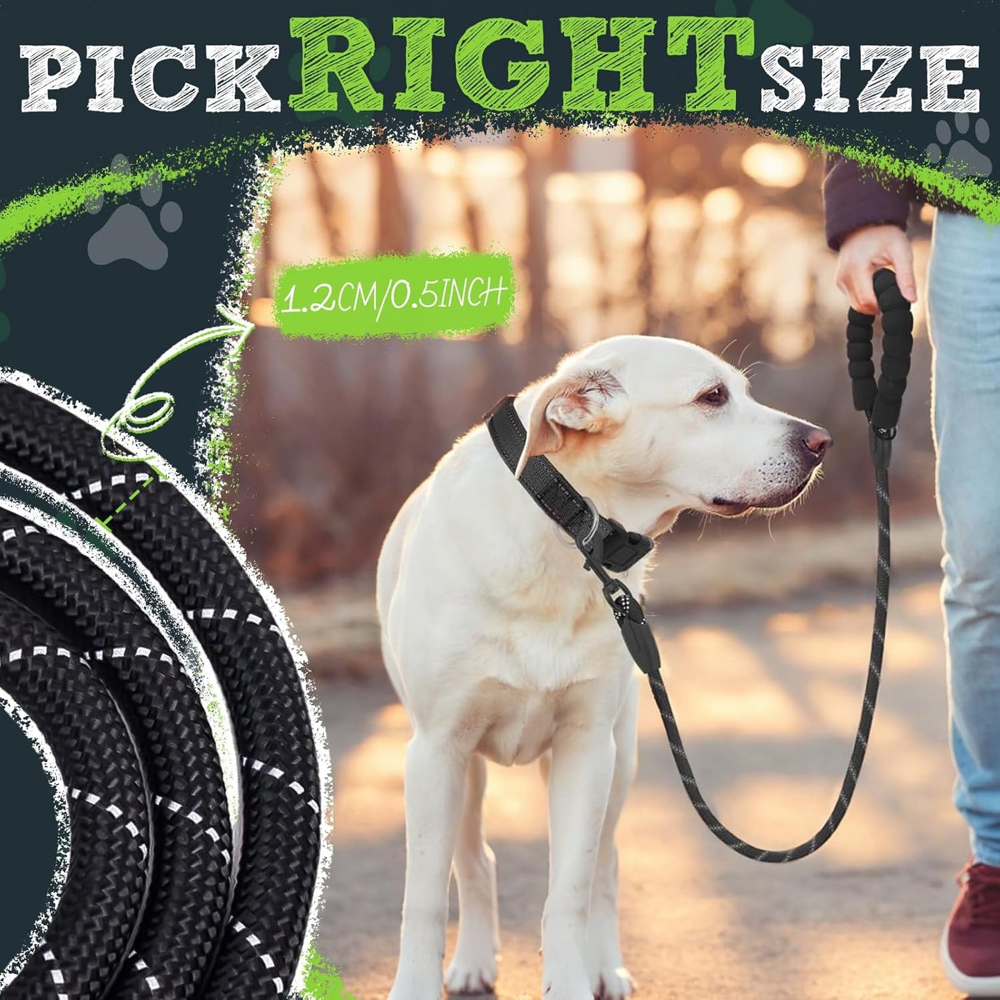 Dog Leash Heavy Duty - 1.5M Dog Lead with Comfortable Padded Handle and Highly Reflective Threads Leash for Small Medium and Large Dogs, Puppy Training Essential Leads for Walks, Hikes