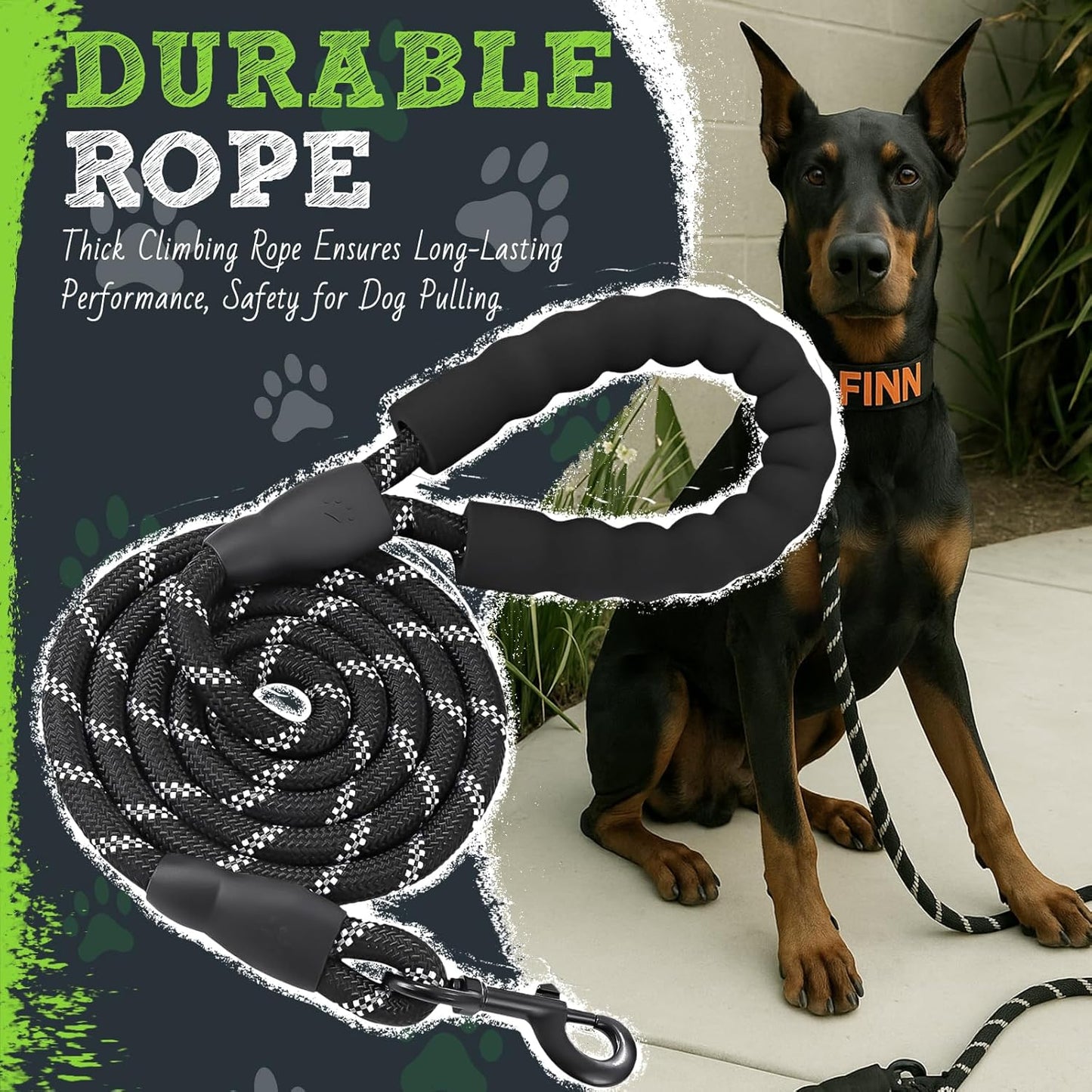 Dog Leash Heavy Duty - 1.5M Dog Lead with Comfortable Padded Handle and Highly Reflective Threads Leash for Small Medium and Large Dogs, Puppy Training Essential Leads for Walks, Hikes