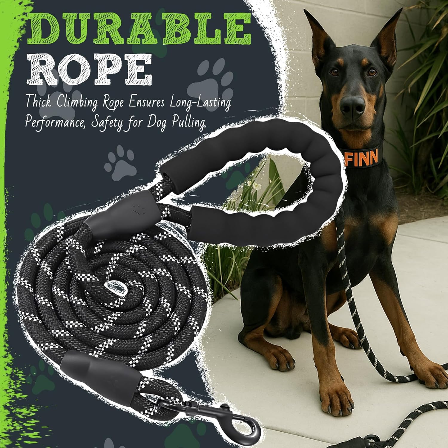 Dog Leash Heavy Duty - 1.5M Dog Lead with Comfortable Padded Handle and Highly Reflective Threads Leash for Small Medium and Large Dogs, Puppy Training Essential Leads for Walks, Hikes