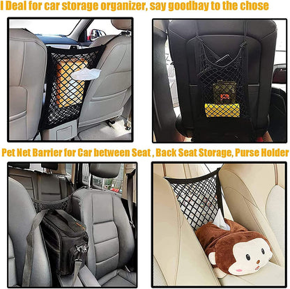 FALCALE Pet Barrier Dog Car Net Barrier with Auto Safety Mesh Organizer Baby Stretchable Storage Bag Universal for Cars, SUV, Truck -Easy Install,Safer to Drive with Children and Pets